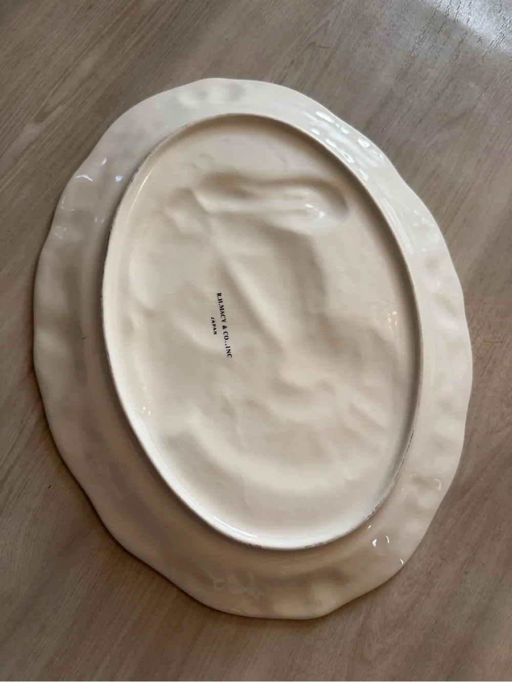 Vintage R.H. Macy & Co Turkey Platter Thanksgiving Holiday Japan White Ceramic